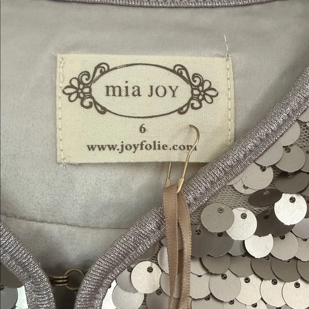 Joyfolie Sequin Crop Jacket in Silver
